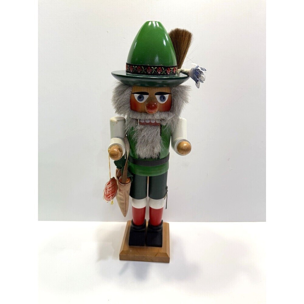 Vtg Steinbach Wooden Bavarian Huntsman Nutcracker Green Hat Christmas 15"